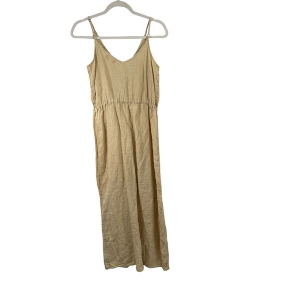 Bella Dahl 100% Linen Button Front Midi Dress Yellow Lagenlook Coastal Womens XS - Picture 7 of 7